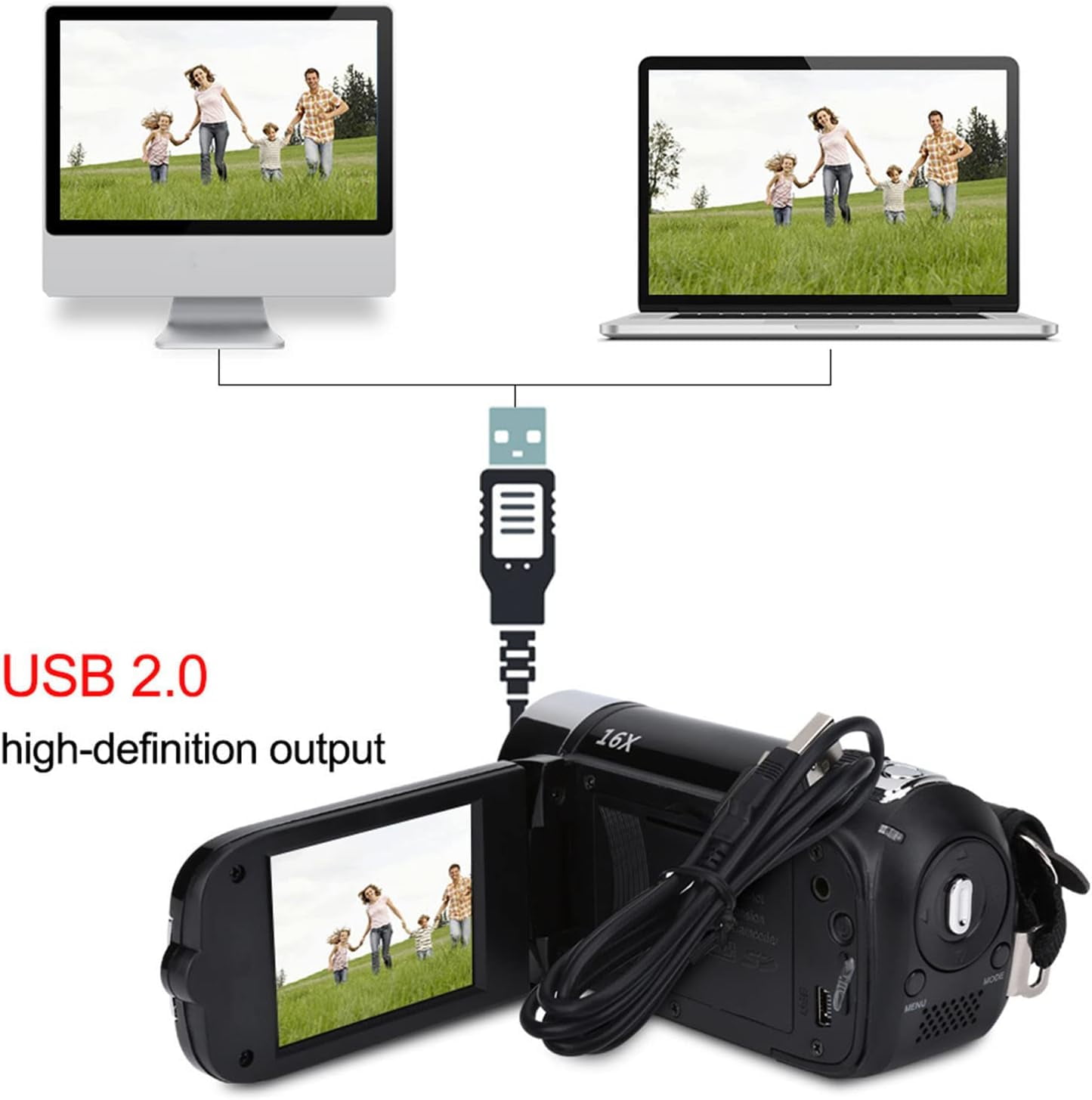 HD Handheld Video Camcorder Digital Camcorder, 1080P 16MP DV