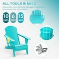 thumbnail image 3 of FODINGHILL Outdoor Folding Adirondack Chair set of 4, HDPE All Weather Patio Chair with Cup Holder for Deck Backyard Garden, Aqua, 3 of 9