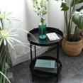 thumbnail image 2 of Table à Thé Double Couche en Fer Nordique Petite Table Ronde Salon Table d'Angle Ronde Couleur:Noir, 2 of 8