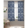 thumbnail image 2 of Navy Blue Boho Elk Curtains 63 Inch Length, Sheer Curtains for Bedroom Living Room Window Middle Century Vintage Botanical Rod Pocket Voile Drapes Kitchen Curtains Small Half Window 42"x63" 2 Panels, 2 of 6