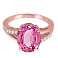 thumbnail image 5 of Mauli Jewels Rings for Women 3.3 Carat Oval Shaped Pink Topaz and Diamond Ring 4-Prong 10K Rose Gold, 5 of 6