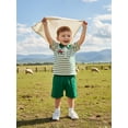 thumbnail image 5 of BemeyourBBs Toddler Baby Boy Golf Outfits Infant Boys Summer Clothes Short Sleeve Half Zipper Lapel Collar Golf Cart Embroidery Striped Shirt Top and Shorts Set Pockets, 5 of 9