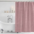 thumbnail image 2 of Polyester Fabric Vintage Nude Pink Shower Curtain, Farmhouse Retro Solid Color Linen Texture Waterproof Bathtub Curtain Bathroom Decor Set with Hooks 66 x 72 Inches, 2 of 6