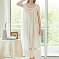 thumbnail image 2 of Defitshape Women's Cotton Victorian Square Neck Nightgown Vintage Sleep Dress Short Sleeve Ruffle White Small, 2 of 5