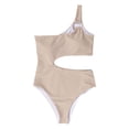 thumbnail image 1 of Traje de baño de una pieza para mujer, traje de baño de canalé ahuecado con un solo hombro, 1 of 5