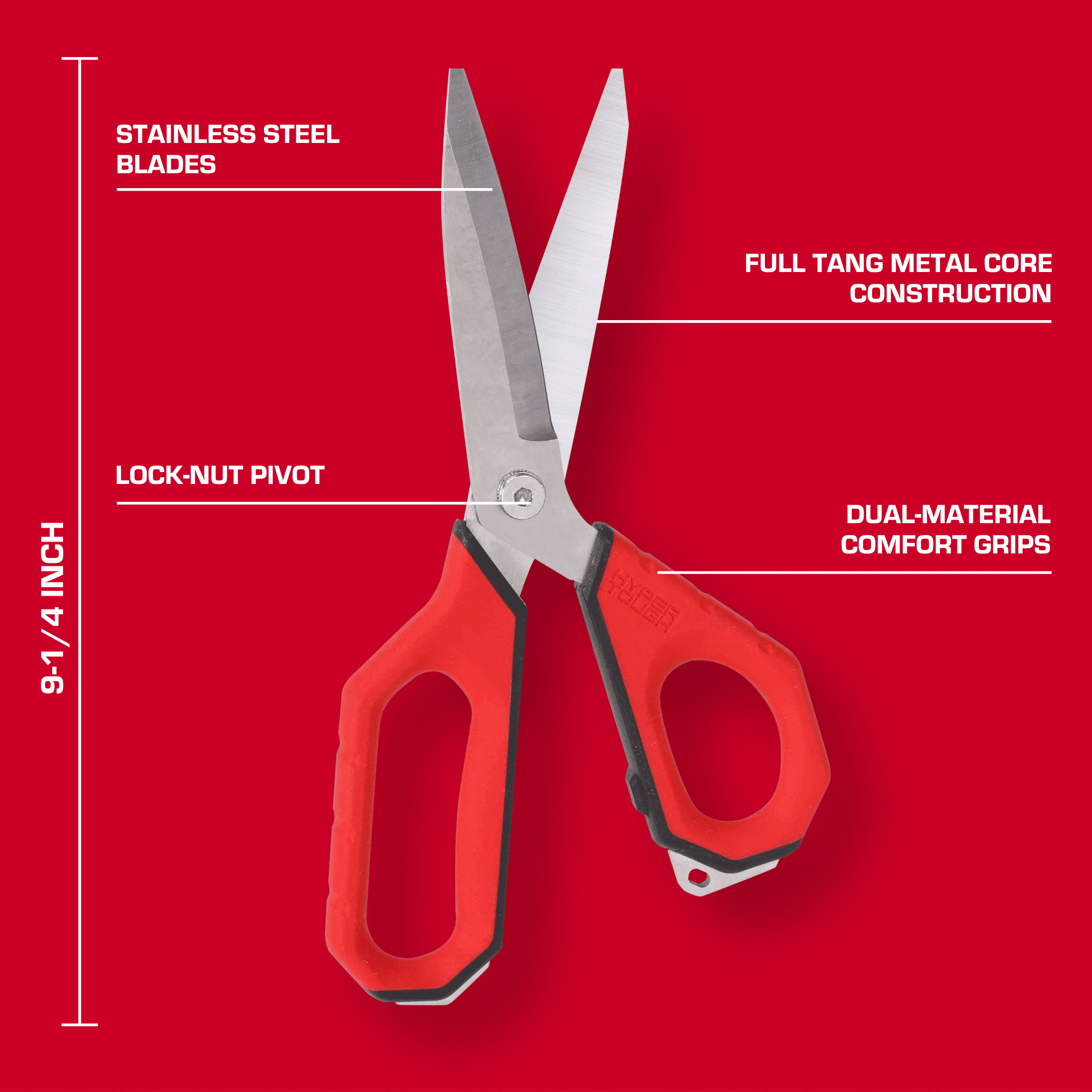 Hyper Tough 9-1/4-inch Stainless Steel Shears with Metal Core Handles