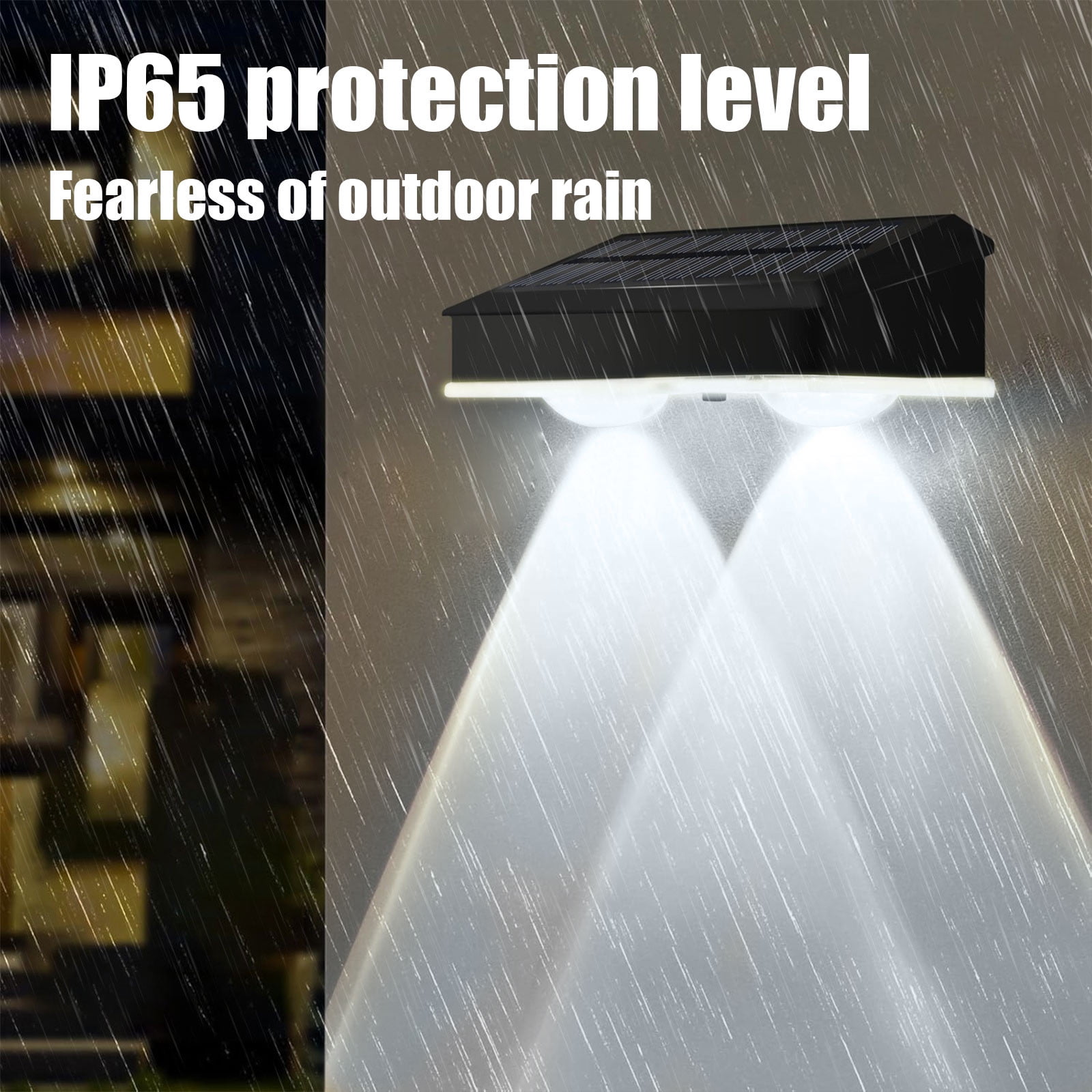 Djiypn Solar Fence Lights Outdoor, 1 Pack Cool White Fence Lights Solar Powered with 2 LED, IP65 Waterproof, Deck Lighting for Backyard, Patio, Wall, Railing, Pool, Stair