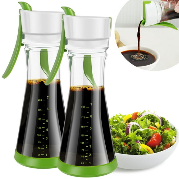 Ikoopy 2Pcs Salad Dressing Shaker with Handle Leakproof Salad Dressing Mixer with Scale Dishwasher Safe Salad Dressing Bottle Shaker Easy Pouring Salad Dressing Shaker Container for Restaurant Home