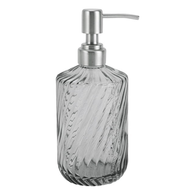 Dispensador de jabón de líneas de sarga de 1 pieza para baño de Unique Bargains 450ml Gris