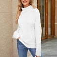 thumbnail image 2 of Turtleneck Sweaters for Women Casual Long Sleeve Sweaters Loose Crewneck Knit Solid Pullover Sweater Jumper Tops for Girls White XXL, 2 of 3