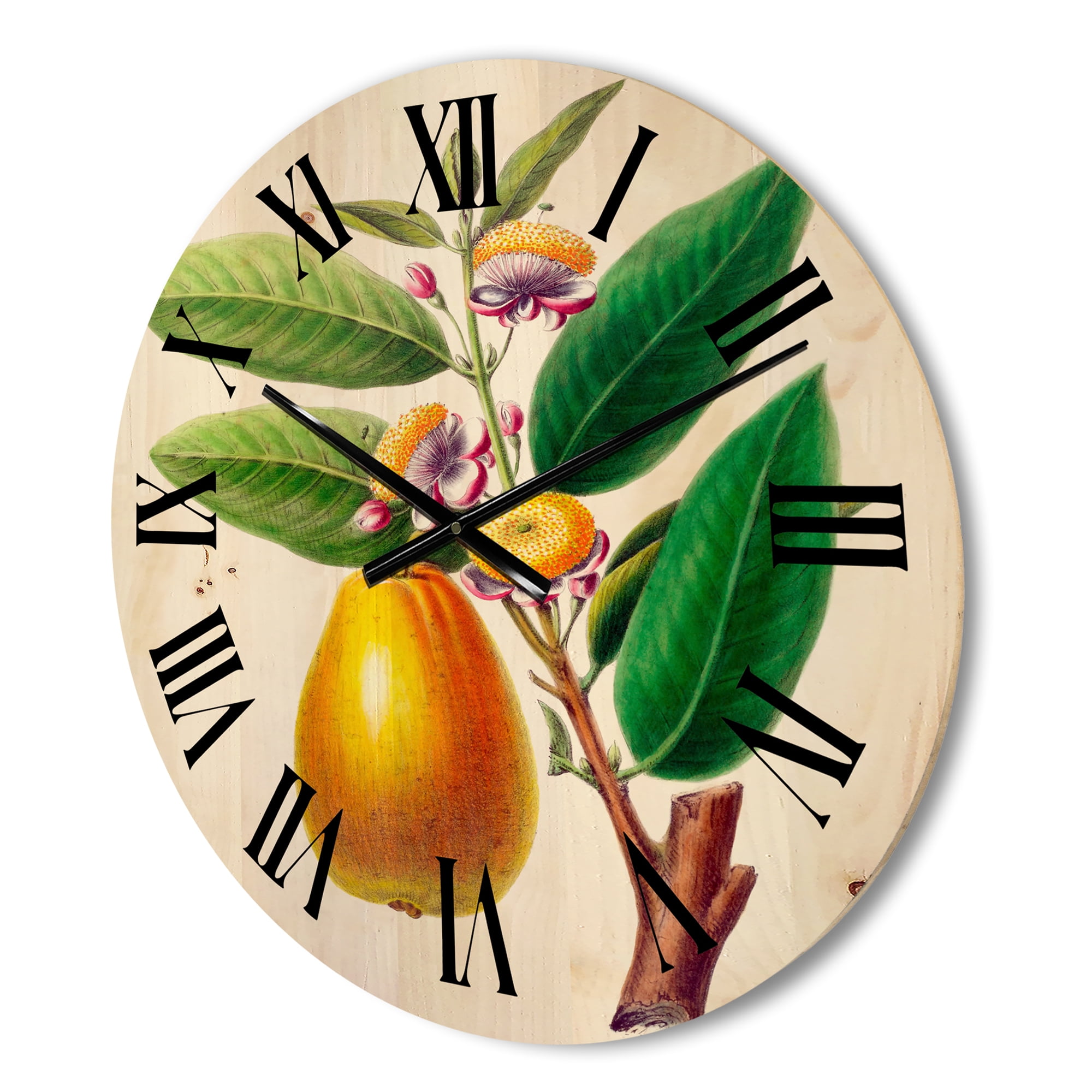 Designart 'Ancient Fruits I' Farmhouse Wood Wall Clock