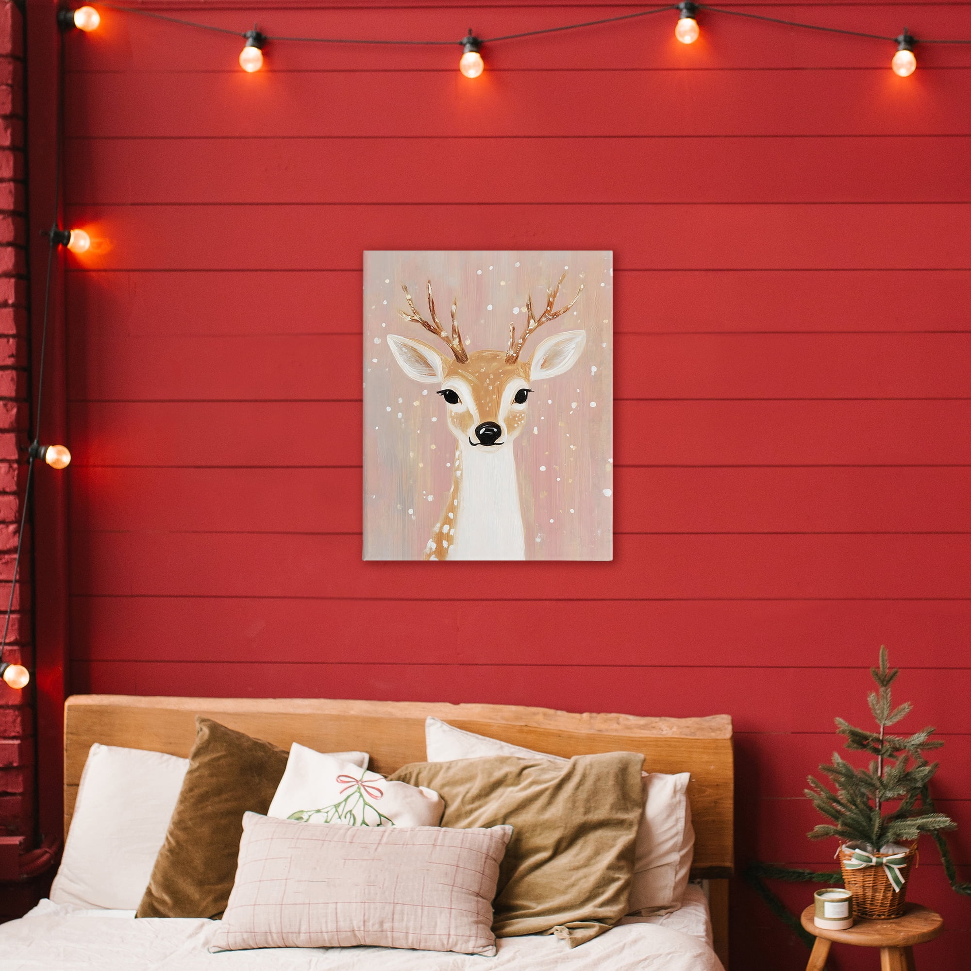 Stupell Industries Blush Pink Deer with Snowflakes Canvas Wall Art, design by The Prints Vibe