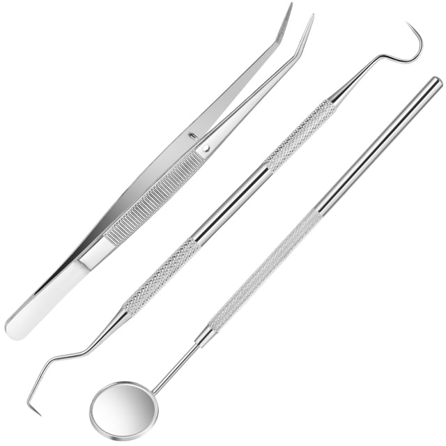 1 Juego de 3 uds. Herramientas de limpieza bucal Kit de cuidado bucal con sonda escaladora de dientes de acero inoxidable