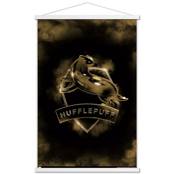 Harry Potter - Hufflepuff Crest Magic Wall Poster with Wooden Magnetic Frame, 22.375" x 34"