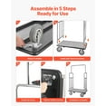 thumbnail image 6 of VEVOR Hotel Luggage Cart, 1200 LBS Load Capacity, Brushed Stainless Steel Finish Bellman's Cart, Valet Cart with Grey Carpeted Deck and 8-inch Rubber Wheels, Ideal for Hotels, Condos, Resorts, Silver, 6 of 9