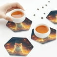 thumbnail image 3 of KLL Drink Coasters Set Hexagon of 4,PU Leather Absorbent Coasters Set Decorative Coffee Cup Coasters Housewarming Gift for Home Decor-Starry Sky Constellation Cat, 3 of 5