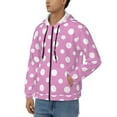 thumbnail image 3 of Goofa Purple And White Polka Dot Pattern Mens Full-zip Hoodie, Zip-up Pullover Hooded Sweatshirt, Kangaroo Pocket Hoodie Ideal for Daily Wear, Travel, and Home-, 3 of 5