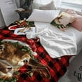 thumbnail image 3 of Christmas Cow Throw Flannel Blanket 50x80In Xmas Bell Star Black and Red Buffalo Plaid Super Soft Cozy Bed Blanket, Lightweight Plush Fuzzy Bed Throw for Bedroom Sofa Couch Living Room, 3 of 4
