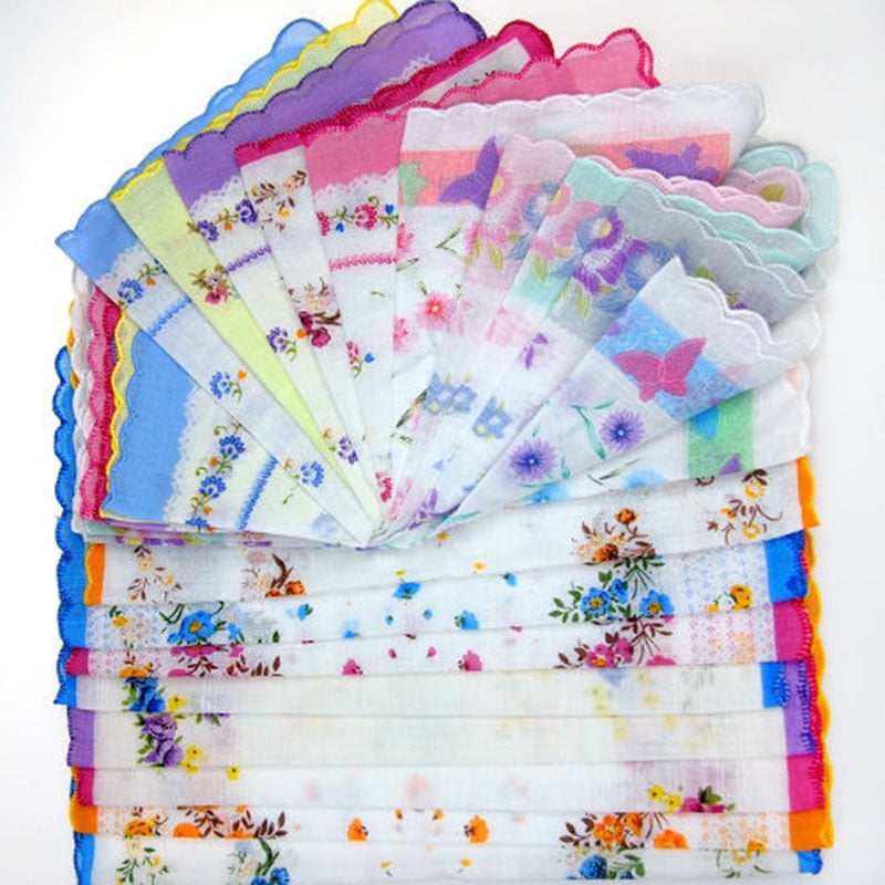 10-15X Flower Vintage Women Lady Child Handkerchiefs Square Pocket Hanky CH 
