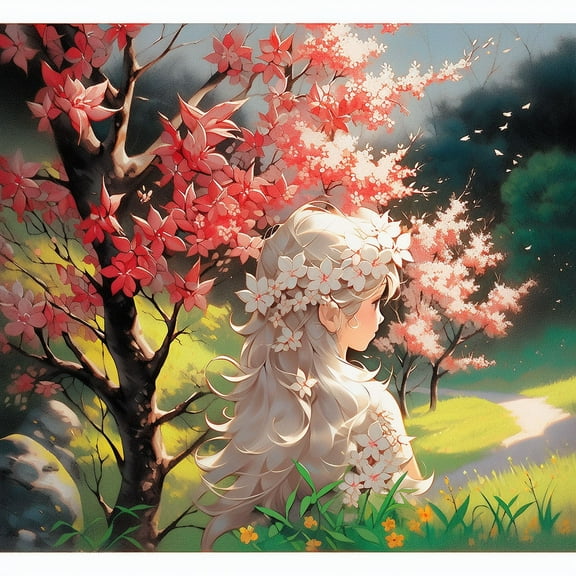 Paint by Number DIY Paint by Numbers Kit for Kids & Adults Beginner DIY Acrylic Painting Kits, 16x20 inch （Girl Under The Peach Tree）