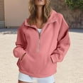thumbnail image 2 of Mohiass Womens Sweatshirts Half Zip Pullover Fleece Quarter Zipper Hoodies 2025 Fall Fashion Clothes Pink S, 2 of 7