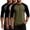 Army Green, variant on Zimjoy 3 Pack Men's Athletic T-Shirt Crew Neck Soft Stretch 3/4 Sleeve Raglan Color Block Casual Blank Baseball Workout Sports Top Khaki 2XL