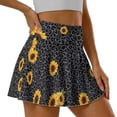 thumbnail image 3 of Xoenoiee Sunflower Leopard Print Women's Tennis Skirts High Waisted Tummy Control Pleated Athletic Golf Skorts Skirts for Running with 2 Pockets, XL, 3 of 6