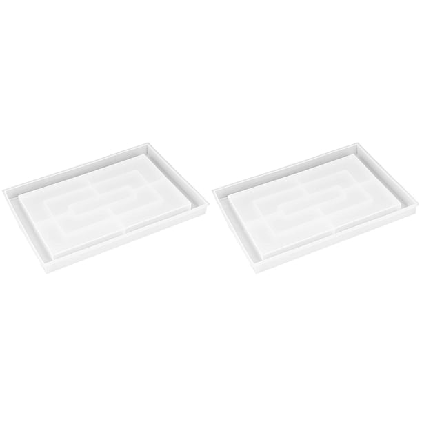 2X Molde de Resina de Silicona, Moldes Rectangulares Grandes para Bandejas Rodantes para Resina Epoxi