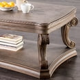 thumbnail image 3 of Furniture of America Protude Traditional Solid Wood 52-inch Coffee Table with Bottom Shelf, Weathered Oak, 3 of 5