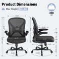 thumbnail image 2 of Silla de oficina Keratee de malla con soporte lumbar ajustable y apoyabrazos abatibles, 2 of 8