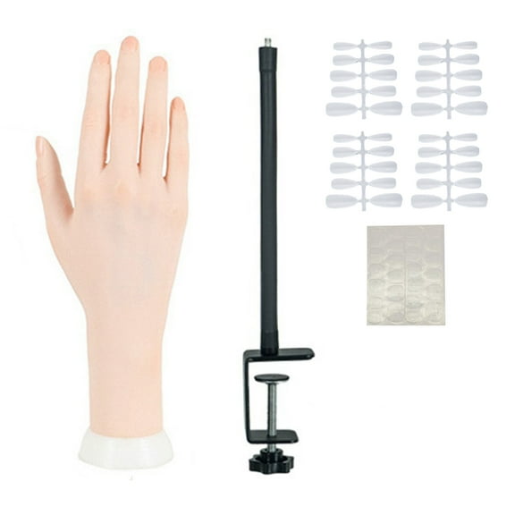 QDXFX Silicone Practice Hand for Acrylic Nails Realistic Flexible Mannequin Hand Nail Art Practice Hand for Bracelets Rings Display ,Right Hand C
