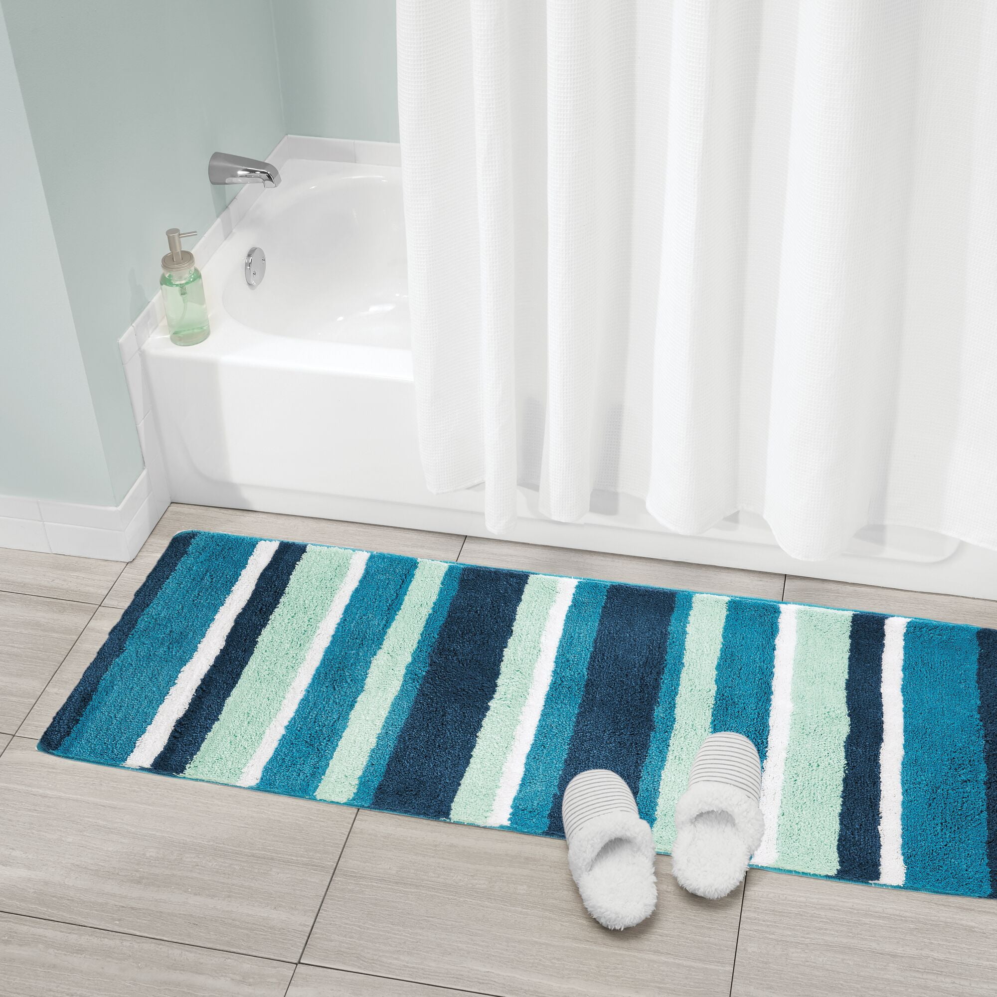 Home & Garden mDesign Striped Microfiber Bathroom Spa Mat Rugs/Runner