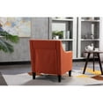 thumbnail image 2 of Single Accent Sofa Chair with Small Pillow, Mid Century Modern Armchair with Decorative Nailheads and Solid Wood Legs, Wingback Linen Fabric Upholstered Reading Chair for Living Room Bedroom, Orange, 2 of 7
