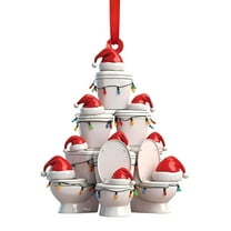 Unique Christmas Toilet Acrylic Ornament, Toilet Santa Hat Keepsake, Humor Bathroom Decor or Christmas Tree Decor, Custom Toilets Xmas Holiday Shaped Ornament Gift For Friends