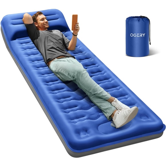 Colchón para dormir para acampar OGERY de 6 cm de grosor con almohadas y bomba para pies