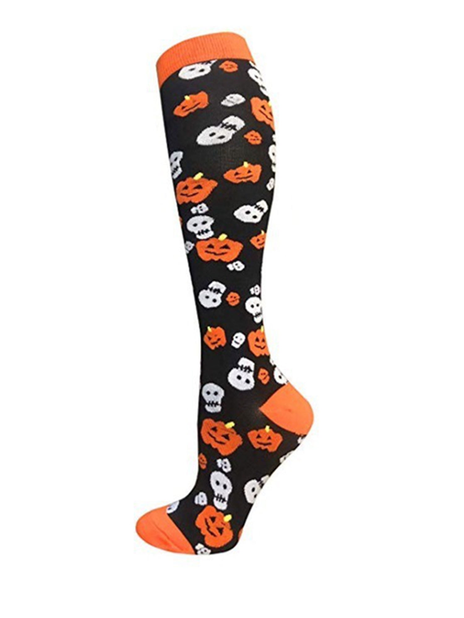 MeMoi Cheery Pumpkin And Polka Dot Halloween Holiday Novelty Crew Socks 