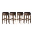 thumbnail image 1 of Maven Lane Pullman Backless Bar Stool in Walnut Finish w/ Marksman Saddle Vegan Leather, Set of 4, 1 of 6