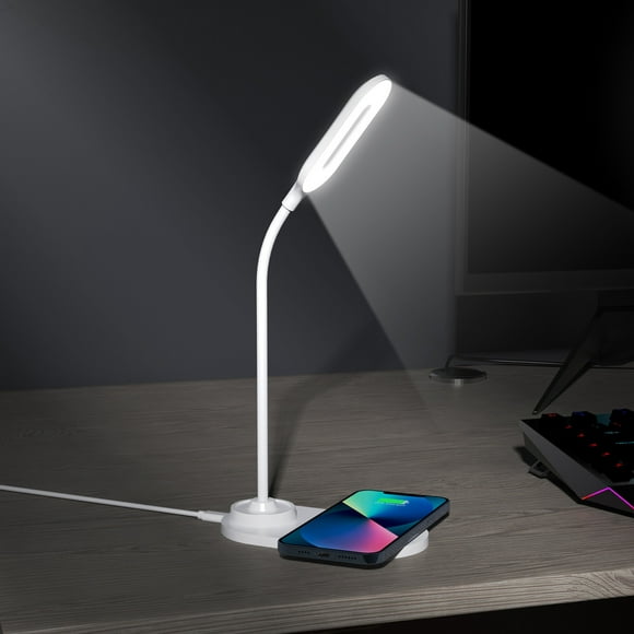 yievot LED Desk Lamp Touching Control Desk Lamp With Wireless Charging &3 Color Modes Eye-Caring Office Lamp Gooseneck Table Lamp