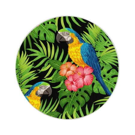 

Circular Drink Coasters Set Tropical Floral Macaw Parrots Beautiful Home Decor Diatomite Heat-Resistant Diatomite Protect Table Countertop