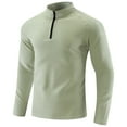 thumbnail image 4 of ZCFZJW Men's Quick-Dry Active Sports Shirts Lightweight Casual Quarter Zip Long Sleeve Running Pullover Tops Outdoor Sweatshirt Green L, 4 of 9