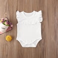 thumbnail image 2 of Douhoow Baby Girls Summer Sleeveless Romper Infant Solid Color Round Collar Ruffle Jumpsuit, 2 of 8