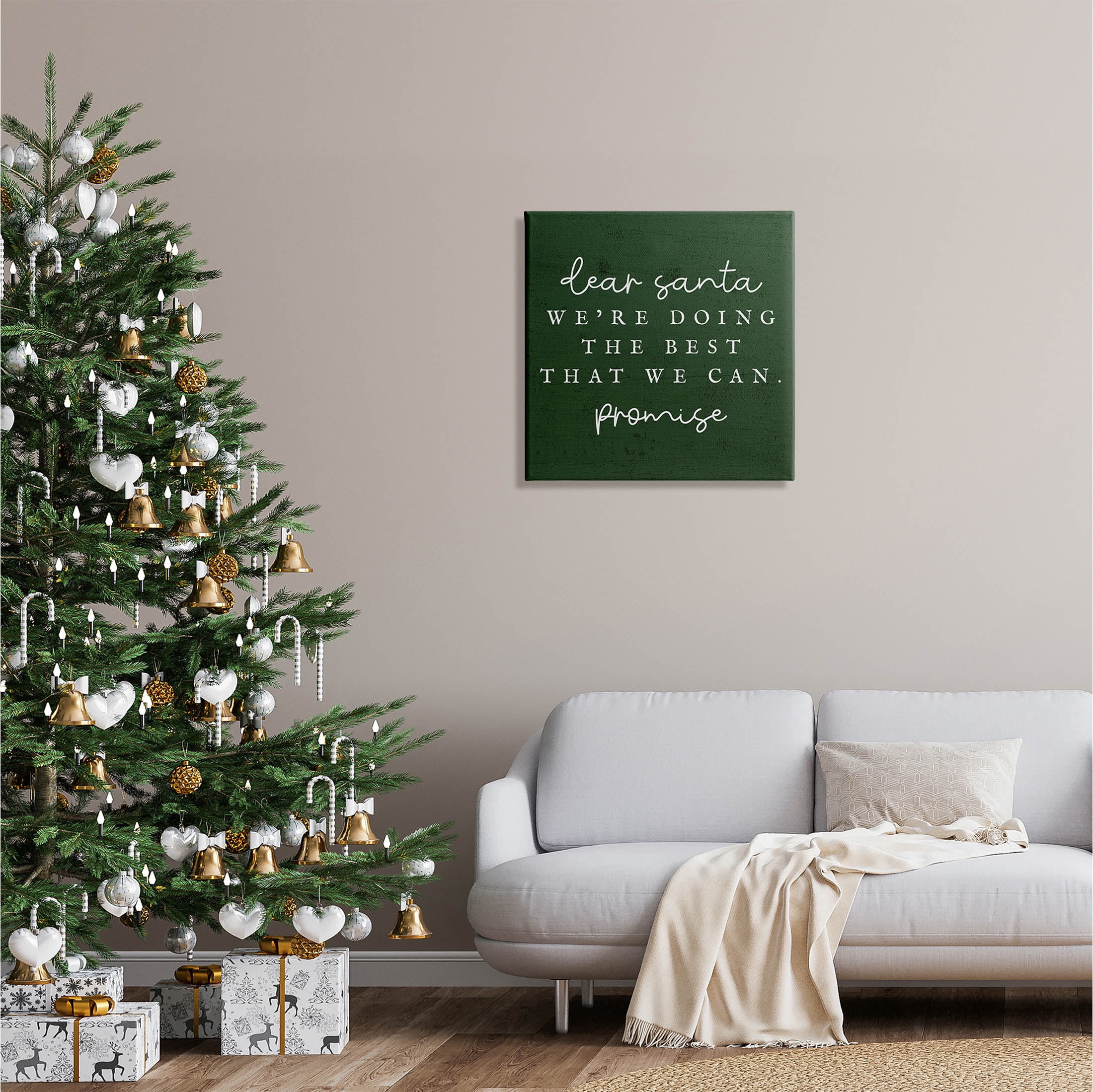 Dear Santa Best We Can Phrase Holiday Graphic Art Gallery Wrapped Canvas Print Wall Art