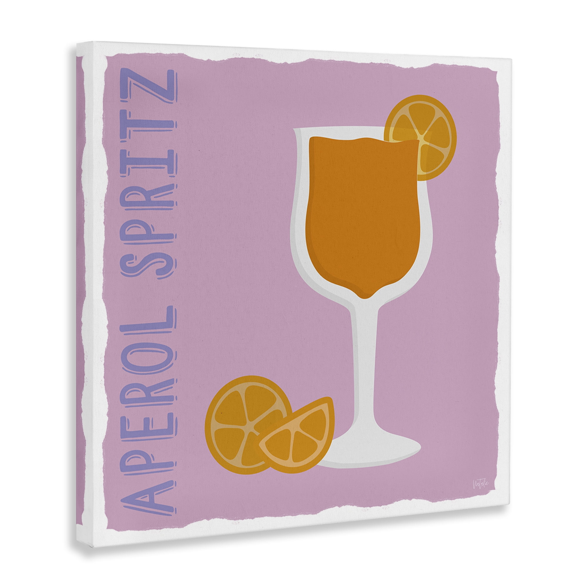 Stupell Industries Aperol Spritz Cocktail Food & Beverage Painting Wrapped Canvas Art Print Wall Art, 17 x 17