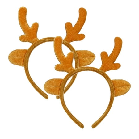 

NUOLUX 2pcs Plush Christmas Decorative Headband Adorable Hair Bands Elk Antler Hair Hoops Headdress Party Favors Supplies Decorations(Yellow)