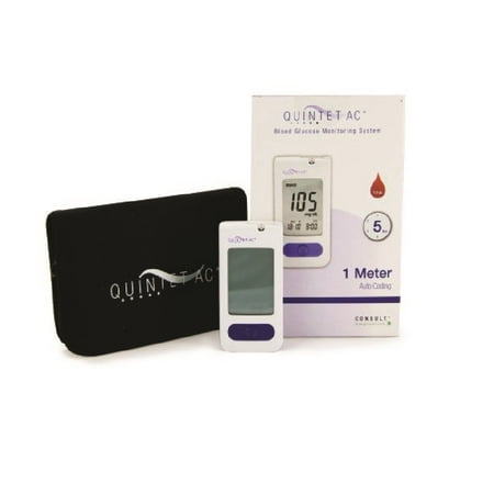 QUINTET AC Blood Glucose Monitoring System 5 Seconds Stores Up To 500 Results Automatic Coding, Case of 20