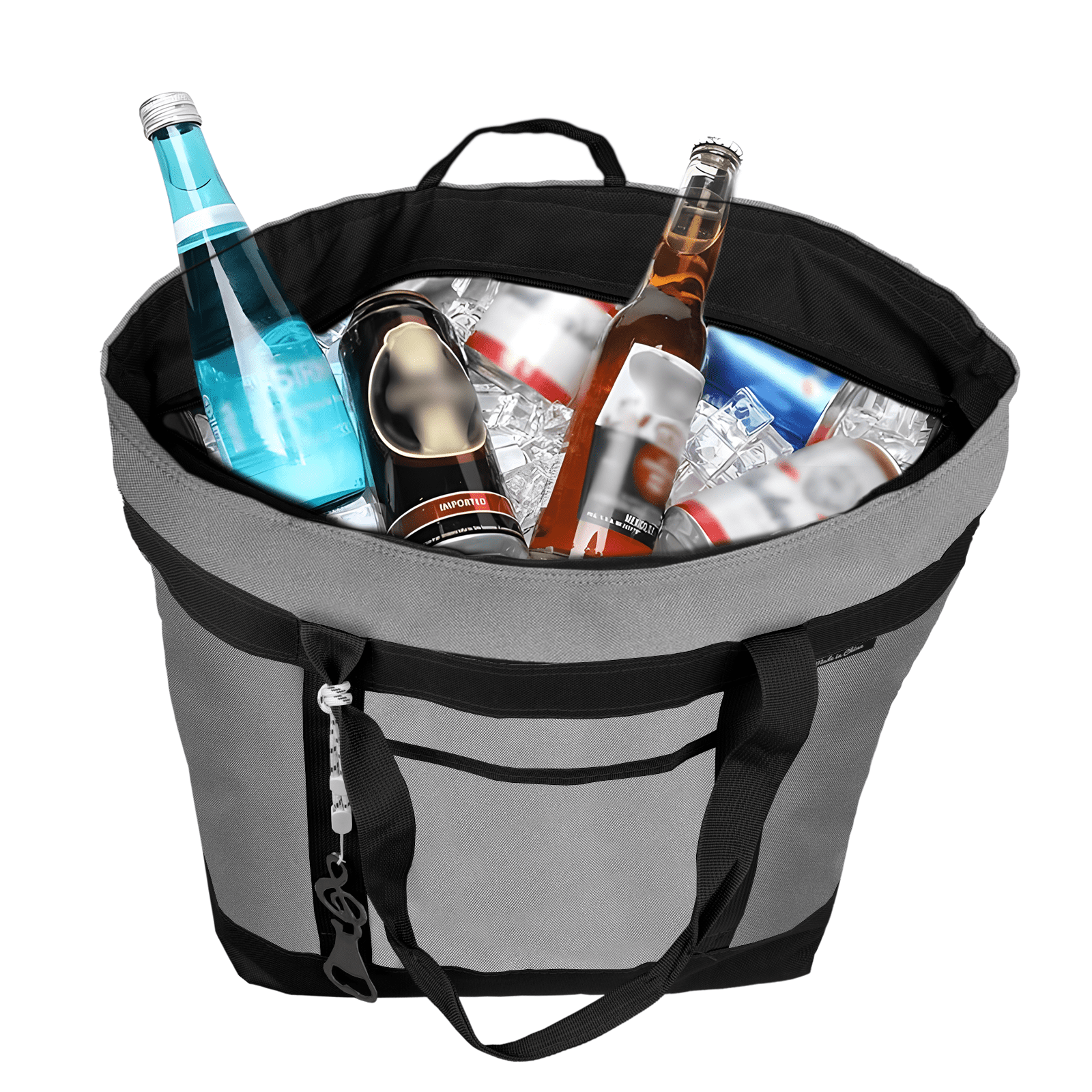 YIBONIKA Cooler Bag Soft Collapsible Insulated Tote with Thermal Insulation, Leak-Proof, Machine Washable, Holds 30 Cans Perfect for Groceries,Travel,Beach,Picnics,Food Delivery, Gray