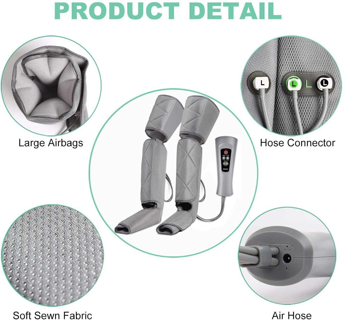 Renpho compression leg massager for circulation and relaxation calf feet thigh massage Clearance