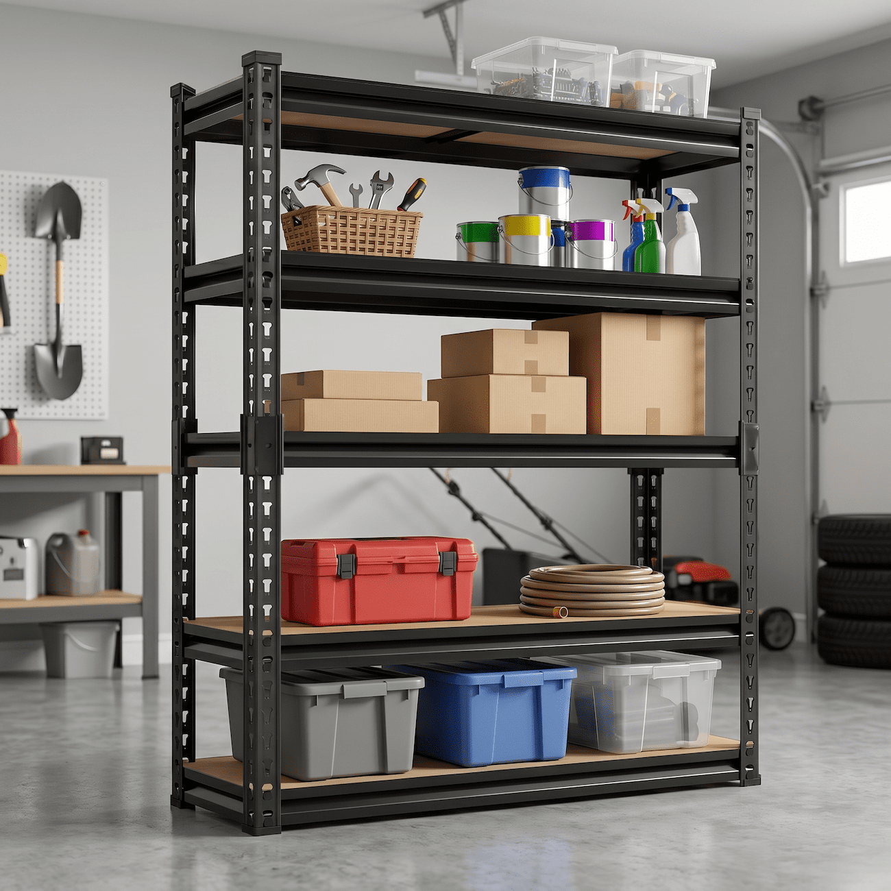 Xiweot Heavy Duty Garage Shelving Unit, 5 Tier Metal Storage Shelves, Adjustable Garage Rack, 72”H x 36”W x 16”D Industrial Steel Storage Shelf for Kitchen Pantry Basement Warehouse Living Room