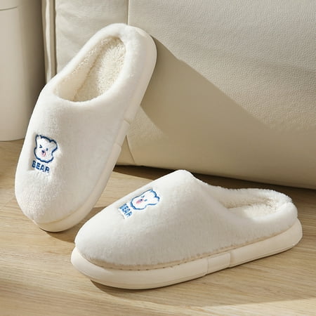 

Daznico Slippers for Women Women Home Warm Cotton Slippers Winter Home Cotton Slippers Cute Printing Warm Slippers Casual Home Shoes White 8.5