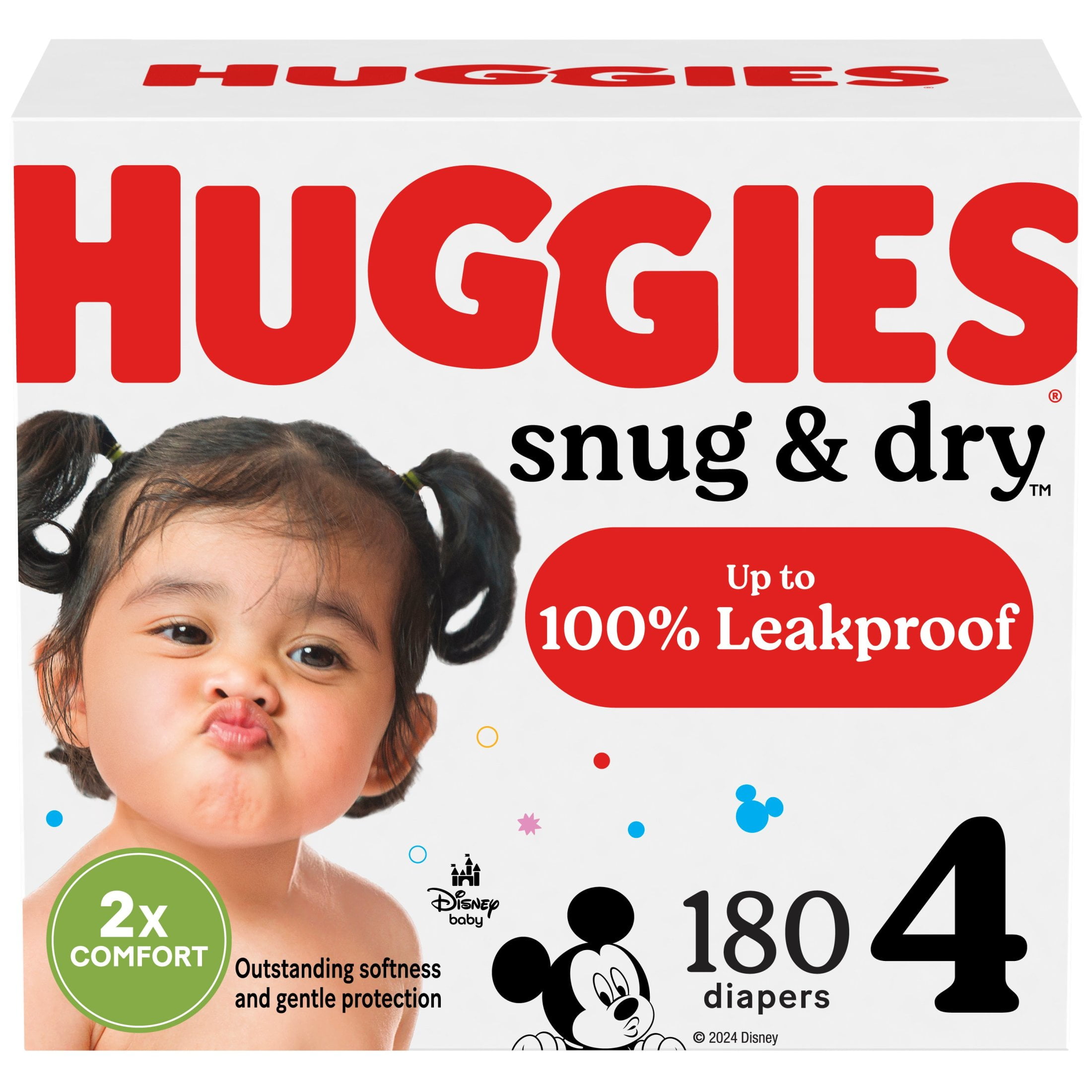 Huggies Snug & Dry Baby Diapers, Size 4 (22-37 lbs), 180 Ct (Select for More)